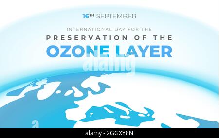 Ozone Layer Preservation International Day Background Illustration Stock Vector