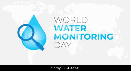 World Water Monitoring Day Background with Magnifier Stock Vector