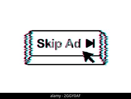 Skip advertisement web icon isolated on the white background. Glitch icon. Stock vector illustration. Stock Vector