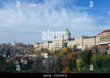 Federal Palace of Switzerland (Bundeshaus) - Switzerland Government Building house of the Federal Assembly and Federal Council - Bern, Switzerland Stock Photo