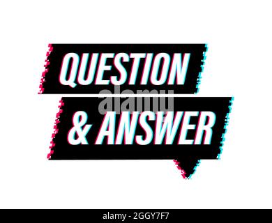 Question and Answer banner. Glitch icon. Megaphone banner. Web design. Vector stock illustration. Stock Vector