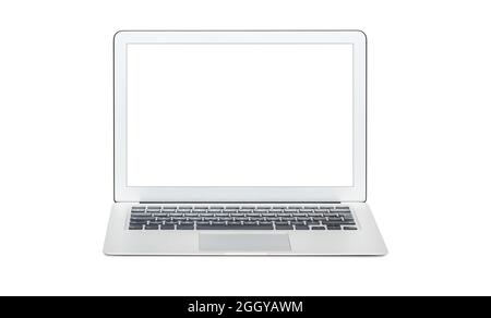Laptop with blank screen. Modern computer mockup Stock Photo