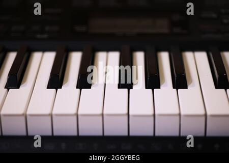 Close up old Piano key for background photo. Selective focus. Stock Photo