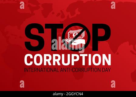 Red Stop Corruption and International Anti-Corruption Day Background Stock Vector
