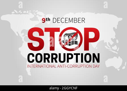 Stop Corruption and International Anti-Corruption Day Banner Illustration Stock Vector