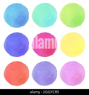 Watercolor Round Pastel Color Circles Collection Stock Vector
