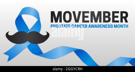 Movember Prostate Cancer and Men's Health Awareness Month Background Illustration Stock Vector