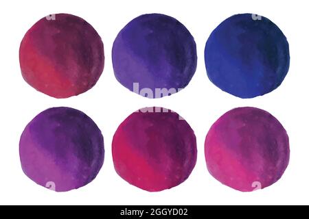 Watercolor Round Wine Color Circles Collection Stock Vector
