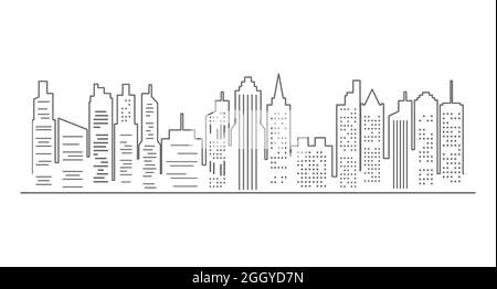 City or Cityscape Outline Illustration Stock Vector