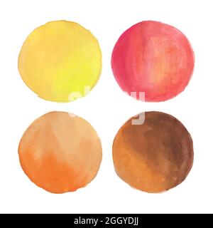Watercolor Round Circles in Warm Autumn Fall Colors Stock Vector