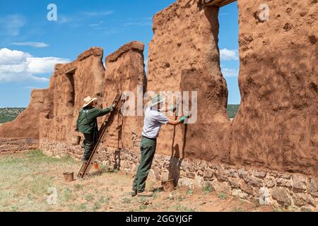 Watrous, New Mexico - Park Service workers maintain the ruins at Fort Union National Monument. From 1851-1891, Fort Union defended the Santa Fe Trail,