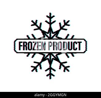 Blue frozen product on white background. Food logo. Glitch icon. Vector stock illustration. Stock Vector