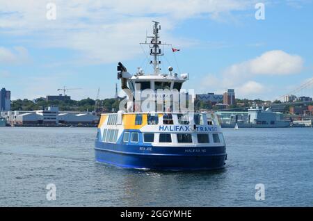 Halifax Transit ferry 'Rita Joe' arriving at the Alderney Landing ferry terminal in Dartmouth, Nova Scotia Stock Photo