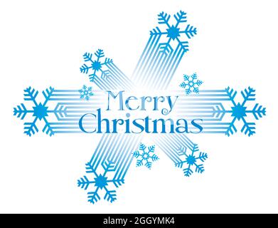 Modern Snowflakes background, merry christmas. Illustration of blue stylized snowflakes for christmas greeting. Isolated on white background. Stock Vector
