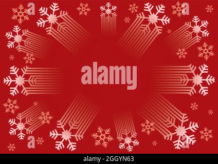 Christmas snowflakes background, decorative frame. Illustration of red background with stylized snowflakes. Banner template. Vector available. Stock Vector