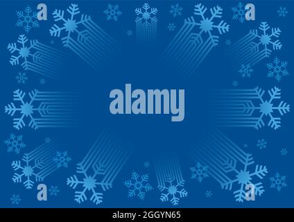 Christmas snowflakes background, decorative frame. Illustration of blue background with stylized snowflakes. Banner template. Vector available. Stock Vector