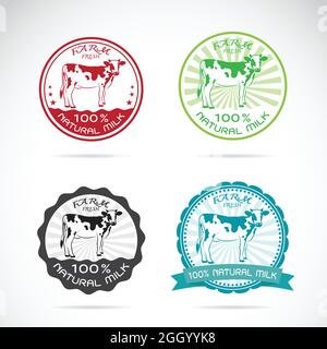 Set of vector a dairy cows label on white background, Animals farm ...