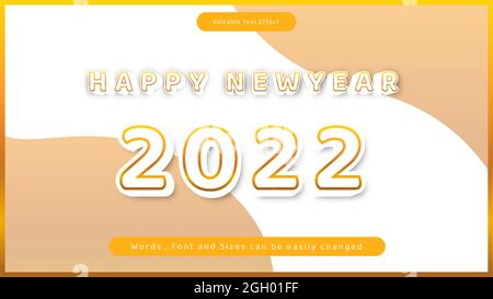 editable happy new year 2022 text effect bold orange vector style