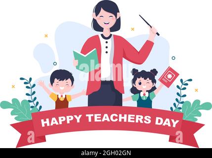 Happy Teacher's Day Background Vector Illustration with Educational Style, Online Coaching to Student for Poster, Brochure, or Banner Template Stock Vector