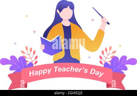 Happy Teacher's Day Background Vector Illustration with Educational Style, Online Coaching to Student for Poster, Brochure, or Banner Template Stock Vector