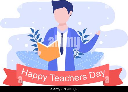 Happy Teacher's Day Background Vector Illustration with Educational Style, Online Coaching to Student for Poster, Brochure, or Banner Template Stock Vector