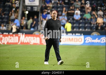 Chester, Pennsylvania, USA. 3rd Sep, 2021. September 3, 2021, Chester PA-USA- New England Revolution head coach BRUCE ARENA walks the pitch at Subaru Park (Credit Image: © Ricky Fitchett/ZUMA Press Wire) Credit: ZUMA Press, Inc./Alamy Live News Stock Photo