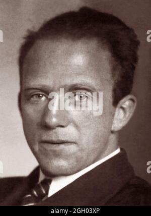 Portrait of Werner Heisenberg (1901 -1976), German theoretical physicist and a key pioneer of quantum mechanics who won the 1932 Nobel Prize in Physics for his theory and applications of quantum mechanics. Stock Photo