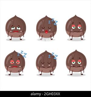 Cartoon character of chestnut with sleepy expression. Vector illustration Stock Vector