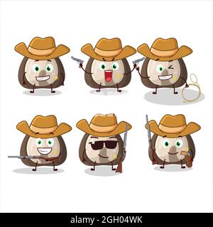 Cool cowboy manchurian walnut cartoon character with a cute hat. Vector illustration Stock Vector