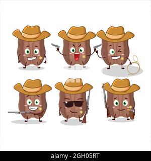 Cool cowboy pecans cartoon character with a cute hat. Vector illustration Stock Vector