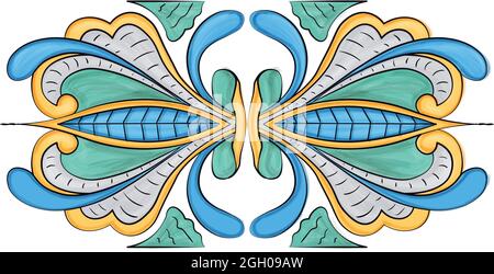 Artistic ceramics of Caltagirone Sicily Italy Tiles Matrix staircase Scala Maria Santissima del Monte Stock Vector
