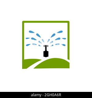 irrigation system parts and drip watering sprinkler irrigation system in a drop Landscape vector design and illustration Stock Vector