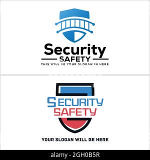 Shield badge security safety logo design Stock Vector