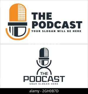 Podcast communications technology logo design Stock Vector