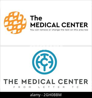 Medical center DNA abstract and circle initial TC logo design Stock Vector