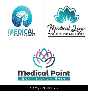 Medical spa with brain lotus flower people logo design Stock Vector