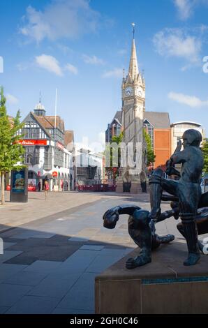 Haymarket memorial clock tower in the centre of Leicester, it was built in 1868 Stock Photo