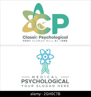 Psychological medical center atom molecule logo design Stock Vector