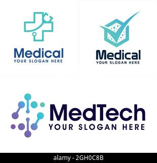 Medical tech molecule logo design Stock Vector