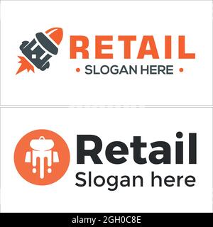 Retail business backpack rocket logo design Stock Vector