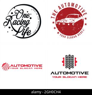 Automotive car tires grunge style logo design Stock Vector