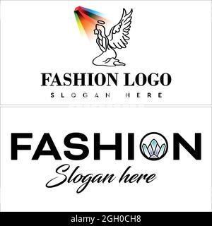 Fashion jewelry crystal business logo design Stock Vector