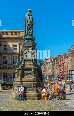 View of Statue of Walter Francis Montagu Douglas Scott, Golden Mile, Edinburgh, Lothian, Scotland, United Kingdom, Europe Stock Photo