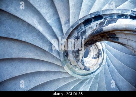 Historic natural stone spiral staircase Stock Photo