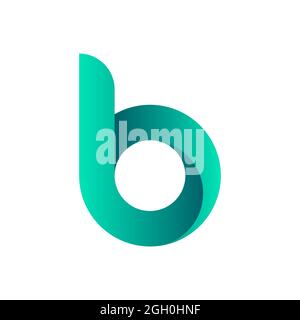 Green blue letter B logo. Typography logotype letter b. 3D colorful icon template. Green-blue gradient. B monogram character. Abstract typographic Stock Vector