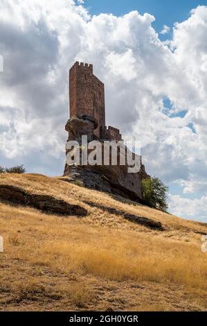 View of The Castle of Zafra, a 12th-century castle near Campillo de Due–as, Guadalajara. The castle is very popular since HBO filmed outdoor scenes fo Stock Photo