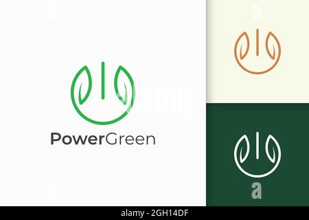 combination of leaf shape and power for technology company Stock Vector