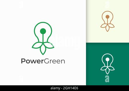 Light bulb and leaf logo in minimalist and modern for technology Stock Vector
