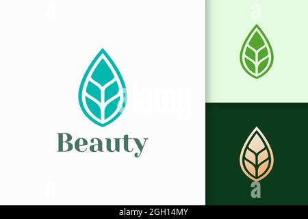 Beauty or health logo in abstract and clean leaf shape Stock Vector