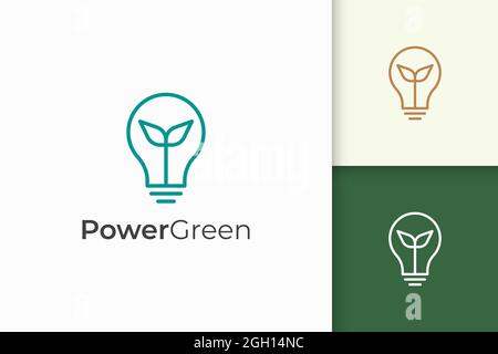 Light bulb and leaf logo in minimalist and modern for technology Stock Vector